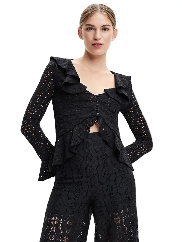 Desigual Camicia Maniche Lunghe Donna Dettagli a Contrasto - vista 2